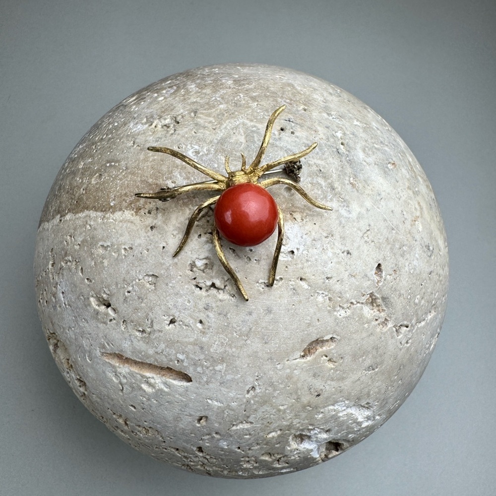Rare Antique 18K Gold Spider Brooch